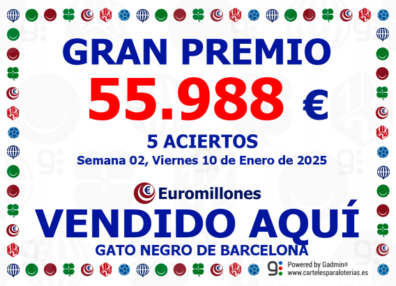 PREMIO DE 5 ACIERTOS DE EUROMILLONES VENDIDO AQUI