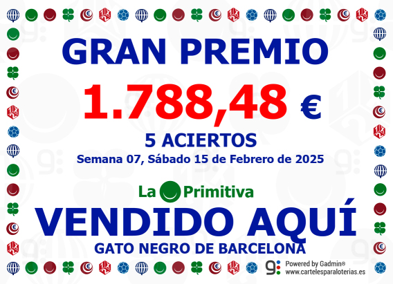 PREMIO DE 5 ACIERTOS DE EUROMILLONES VENDIDO AQUI